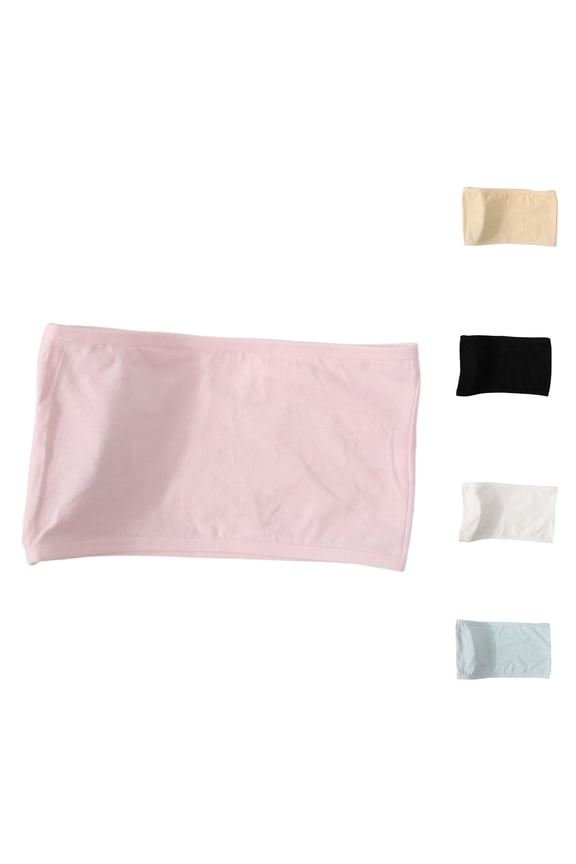 Girls Bra Solid Color Strapless Training Cami Tank Top Wireless Developmental