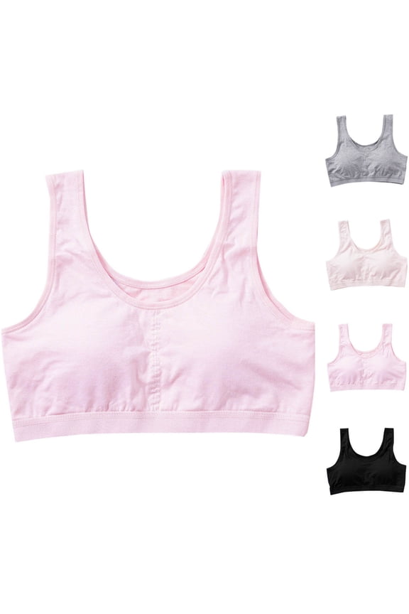Girls Bra Solid Color Wireless Tank Top Breathable Developmental Training Bra