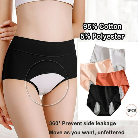HVOBTTY High Waisted Soft Underwear for Women, Underwear Women Pack, 4PC Women's Menstrual Leak Proof Menstrual Pants High Waist Waist Women's Physiological Pants MulticolorC, L