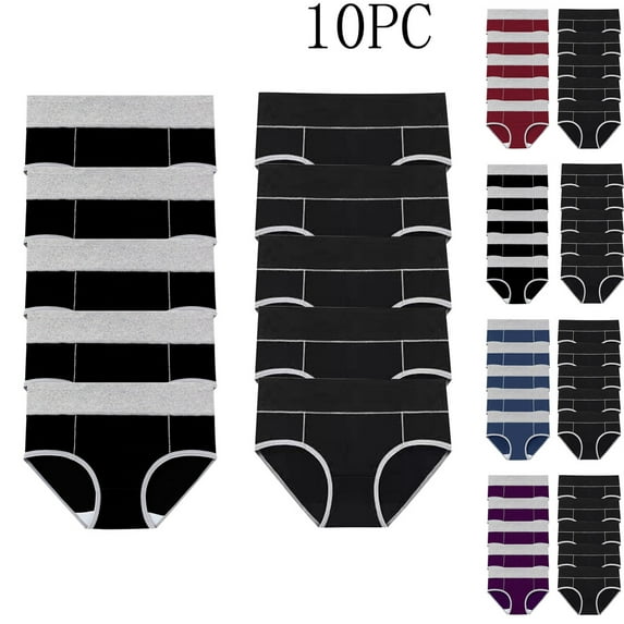 HVOBTTY High Waisted Soft Underwear for Women, Underwear Women Pack Plus Size, 10PC Women's Large Solid Color High Waist Pants with Hip Lifting Underwear Wine, XXXXL