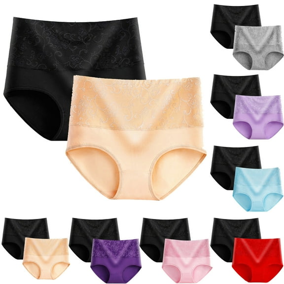 HVOBTTY High Waisted Soft Underwear for Women, Underwear Women Pack Plus Size, 2PC Women's Briefs Comfortable High Waist Underwear Women Panties PurpleA, XXL