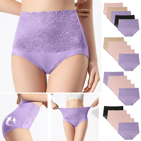 HVOBTTY Women's Briefs High Waist Breathable Butt Lifting Soft Daily Wear, 5-Pack