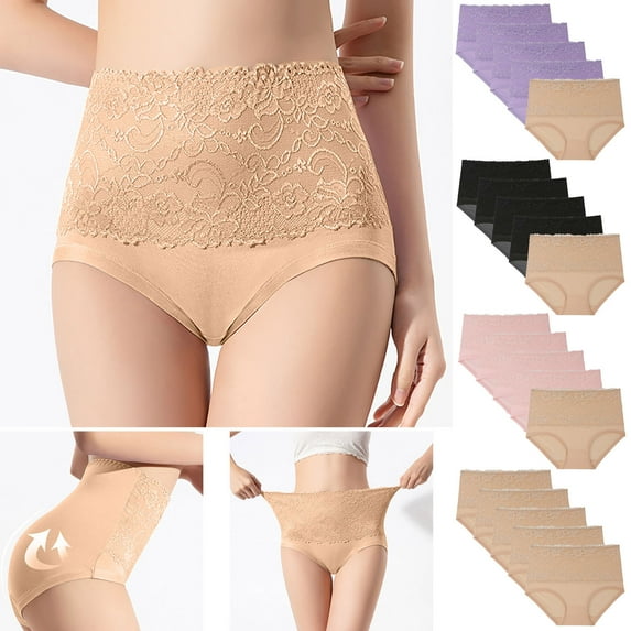 HVOBTTY Women's Briefs High Waist Breathable Butt Lifting Daily Wear, 5-Pack