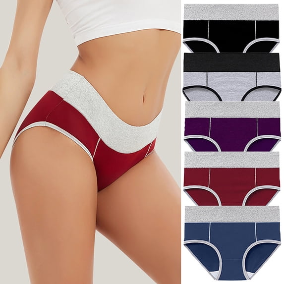 HVOBTTY High Waisted Soft Underwear for Women, Underwear Women Pack Plus Size, 5PC Women's Large Seamless High Waist Briefs Hip Lifting Underpants MulticolorG, XXL