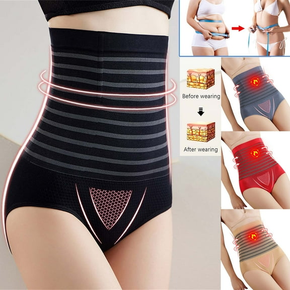 HVOBTTY High Waisted Soft Underwear for Women, Womens Underwear, Ladies Comfortable Solid Color Large Size High Waist Warm Belly Hip Lift Thin Waist Panties Underwear Black, L