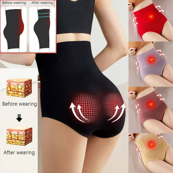 HVOBTTY High Waisted Soft Underwear for Women, Womens Underwear, Ladies Comfortable Solid Color Large Size High Waist Warm Belly Hip Lift Thin Waist Panties Underwear Wine, M