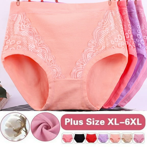 HVOBTTY High Waisted Soft Underwear for Women, Womens Underwear Plus Size, Women's Solid Lace Plus Size High Waist Leak Proof Crotch Shorts Underwear Panties Yellow, XXXXXXL