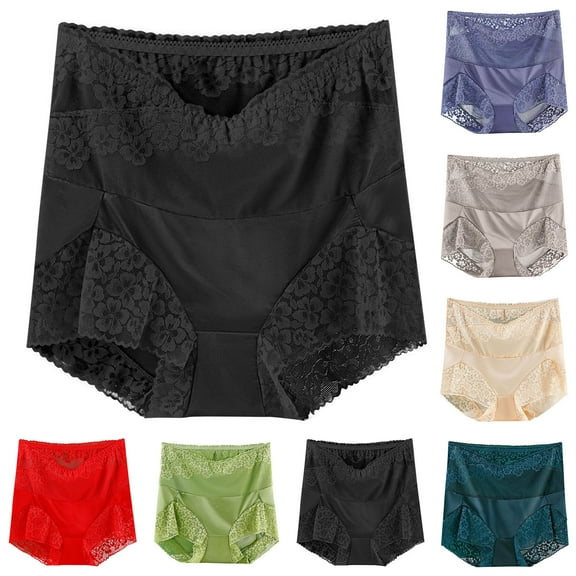 HVOBTTY High Waisted Soft Underwear for Women, Womens Underwear, Women Solid Color Underwear High Waisted Lace Tight and Breathable Underwear Panties Red, XL