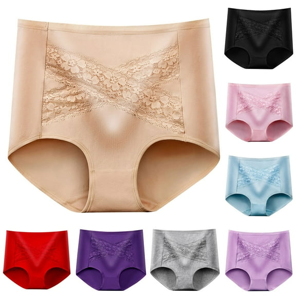HVOBTTY High Waisted Soft Underwear for Women, Womens Underwear, Women's High Waist Abdominal and Hip Lifting Large Size Comfortable Women's Pants Underwear Beige, L