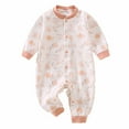 thumbnail image 1 of HVOBTTY Infant Spring Soft Jumpsuit, Toddler Sports Climbing Rompers, Unisex Casual Print Long Sleeve Long Pants Round Neck Button Closure Daily Wear Rompers White 6-9 Months, 1 of 4