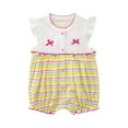 thumbnail image 1 of HVOBTTY Infant Summer Soft Jumpsuit, Toddler Casual Sports Rompers, Girls Polka Print Short Sleeve Sleeve Bottom Lightweight Breathable Daily Wear Rompers Yellow 18-24 Months, 1 of 3