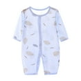 thumbnail image 1 of HVOBTTY Infant Summer Soft Jumpsuit, Toddler Sports Climbing Rompers, Unisex Long Sleeve Leaf Print Breathable Bottom Daily Wear Rompers Blue 6-9 Months, 1 of 3