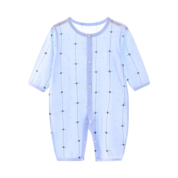 HVOBTTY Infant Summer Soft Jumpsuit, Toddler Sports Climbing Rompers, Unisex Long Sleeve Print Breathable Bottom Daily Wear Rompers Blue 9-12 Months