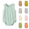 thumbnail image 1 of HVOBTTY Infant Summer Soft Jumpsuit, Toddler Sports Climbing Rompers, Unisex Solid Color Sleeveless Tank Top Lightweight Bottom Daily Wear Rompers Beige 0-6 Months, 1 of 4