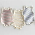 thumbnail image 1 of HVOBTTY Infant Summer Soft Jumpsuit, Toddler Sports Climbing Rompers, Unisex Striped Sleeveless Tank Top Breathable Bottom Daily Wear Rompers Red 0-3 Months, 1 of 4