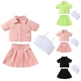 thumbnail image 1 of HVOBTTY Kid's Soft Sport Outdoor Sets, Toddler Summer Outfit Sets, Girls Casual Solid Color Short Sleeve Jacket Sleeveless Top and Ruffled Skirt 3 Piece Outfits Sets Black, 2-3 Years, 1 of 4