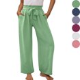 thumbnail image 1 of HVOBTTY Kids Girls Fall and Winter Soft Long Length Wide Leg Pants Casual Smocked High Waist Loose Long Trousers, 1 of 4