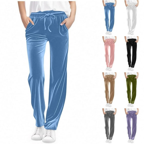 HVOBTTY Kids Soft Long Length Straight Leg Pants, Toddler Fall and Winter Pants, Children's Solid Color Elastic Waistband with Pockets Mid Size Casual Loose Pants for Adults Khaki, 5-6 Years