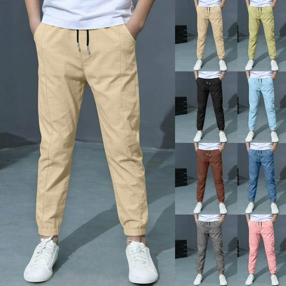 HVOBTTY Kids Soft Slim Leg Pants, Boys Fall and Winter Pants, Boys' Solid Color Long Length Pants Pants Casual Pants Loose Pants Casual Outerwear Pants Brown, 8-10 Years