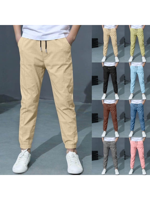 Kids Boys Fall and Winter Soft Slim Leg School Uniform Pants Solid Color Long Length Casual Loose Outerwear Pants, 7-8 Years