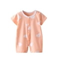 thumbnail image 1 of HVOBTTY Kids Summer Confortable Jumpsuit, Toddler Casual Sports Rompers, Unisex Soft Short Sleeve Lightweight Bottom Checkered Daily Wear Rompers Orange 6-8months, 1 of 3