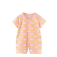 thumbnail image 1 of HVOBTTY Kids Summer Confortable Jumpsuit, Toddler Casual Sports Rompers, Unisex Soft Short Sleeve Lightweight Bottom Checkered Daily Wear Rompers Pink 0-3months, 1 of 3