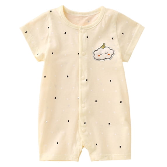 HVOBTTY Kids Summer Soft Jumpsuit, Toddler Casual Sports Rompers, Unisex Print Short Sleeve Round Neck Lightweight Bottom Daily Wear Rompers Yellow 6-12 Months