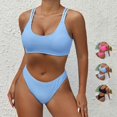 thumbnail image 1 of HVOBTTY Ladies Casual Bathing Suits, Summer Bathing Suits for Women, Women's Comfortable High Waisted Drawstring Adjustable Beach Vacation Push Up Stretch 2 Piece Swimsuit Set Black, M, 1 of 5