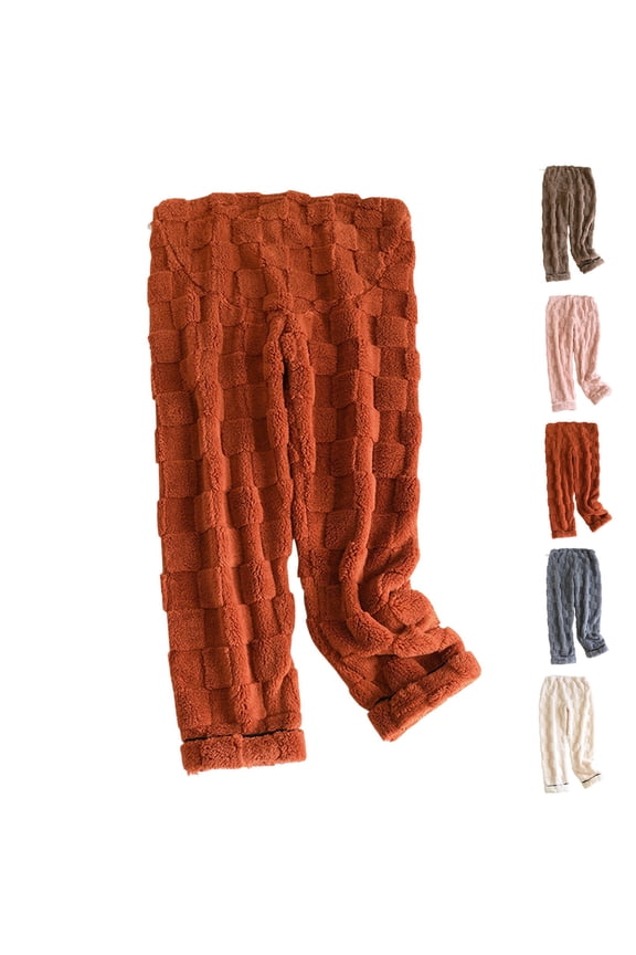 Maternity Casual Sleep Pants, Fall Maternity Pants, Womens Plus Size Soft Flannel Over The Belly Solid Color Warm Pregnancy Loungewear Pants Pink, L