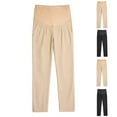 thumbnail image 1 of HVOBTTY Maternity Comfy Trousers, Spring Maternity Pants, Womens Casual Soft Solid Color Over The Belly High Waisted Stretchy Straight Leg Work Pregnancy Pants Black, XXL, 1 of 5