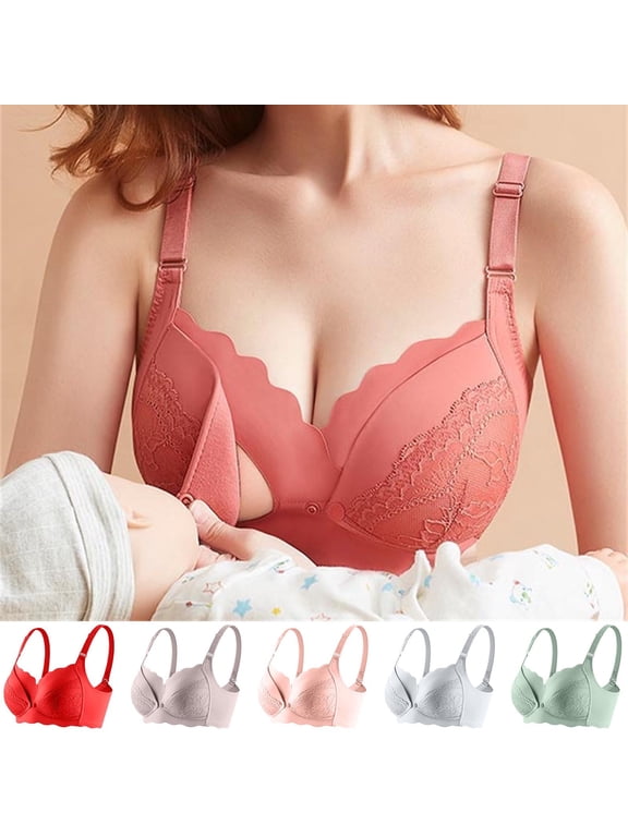 Maternity Nursing Bra Solid Color Lift Up Front Clip Breastfeeding Wireless