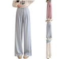 thumbnail image 1 of HVOBTTY Maternity Soft Trousers, Spring Maternity Pants, Womens Casual Solid Color Linen Wide Leg Over The Belly High Waisted Cropped Pregnancy Pants Pink, XXXL, 1 of 5
