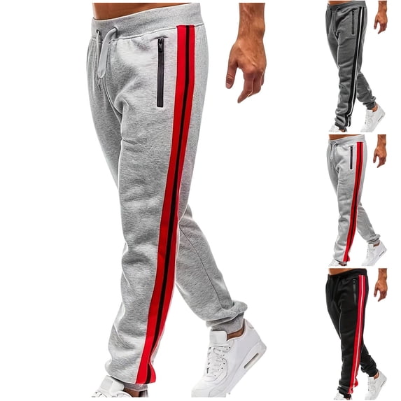 HVOBTTY Men's Fall Slim Leg Long Jogger Pants Cuffed Sport Elastic Waist Drawstring Splicing for Training Casual Wear