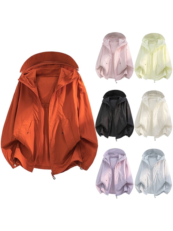Men's Fall Winter Ice Silk Sun Protection Hooded Jacket Lightweight Breathable Outdoor Hiking Outerwear