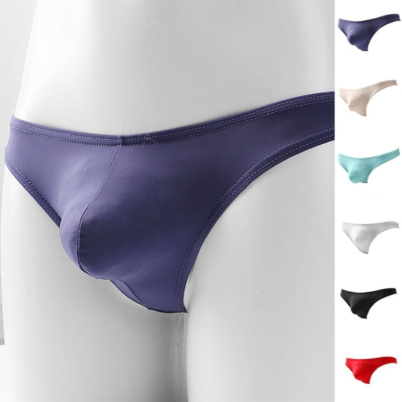 HVOBTTY Men's Soft Casual Ice Silk Low Waist U Pouch Stretch Lightweight Breathable Sport Thong Underpants Beige, M