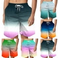 thumbnail image 1 of HVOBTTY Men's Summer Casual Mesh Breathable Beach Shorts with Pockets Gradient Print Drawstring Elastic Waist Bottoms Orange, XXXXL, 1 of 4