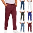 thumbnail image 1 of HVOBTTY Men's Summer Classic Soft Straight Leg Casual Solid Color Elastic Waist Drawstring Daily Wear Pants with Pockets Dark Gray, XXXXXL, 1 of 4