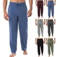 thumbnail image 1 of HVOBTTY Men's Summer Classic Soft Straight Leg Comfortable Solid Color Wide Leg Elastic Waistband Sleep Pants Home Wear Daily Pants Dark Gray, L, 1 of 5