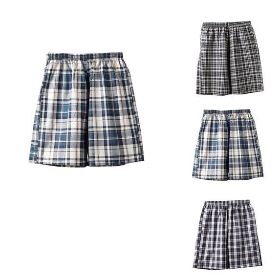 HVOBTTY Summer Men's Shorts Plaid Casual Sport Pocket Beach Straight Leg Comfortable Bottoms