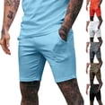 thumbnail image 1 of HVOBTTY Men's Summer Straight Leg Bike Shorts Solid Color Pocket Elastic Waist Fashion Sport Casual, 1 of 5