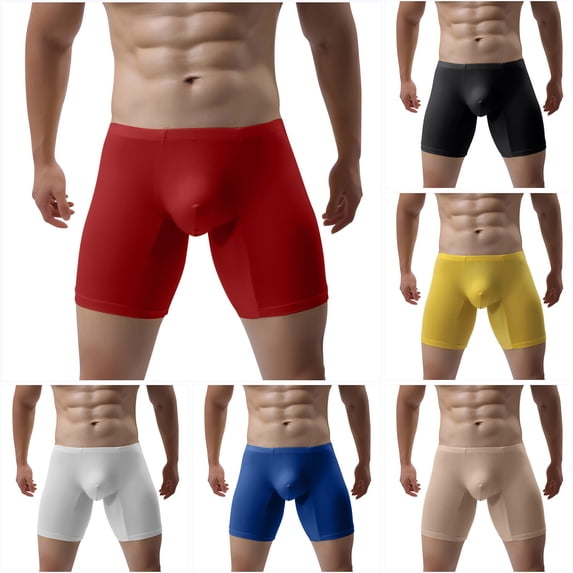 HVOBTTY Mens Casual Classic Underpants, Everyday Comfortable Briefs for Men, Men's Fashionable Solid Color Low Waist Loose Elastic Underpants Red, L