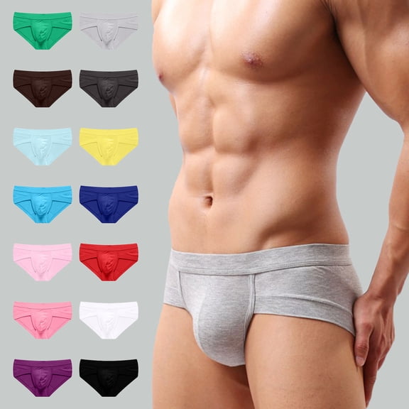 HVOBTTY Mens Casual Comfty Briefs, Everyday Comfortable Briefs for Men, Men's Fashionable Comfortable Solid Color Breathable Low Waist Lifting Briefs Yellow, XL