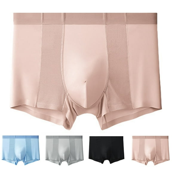 HVOBTTY Mens Casual Comfty Underpants, Plus Size Daily Briefs for Men, Men's Fashionable Solid Color Inner Wear Comfortable Seamless Elastic Underpants Pink, L