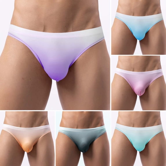 HVOBTTY Mens Fashion Classic Briefs, Everyday Comfortable Briefs for Men, Men's Casual Gradient Color Low Waist Comfortable Sports Daily Briefs Pink, XL