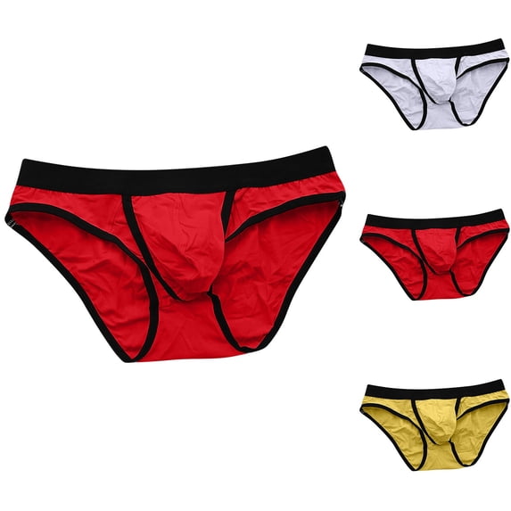 HVOBTTY Mens Fashion Classic Briefs, Everyday Comfortable Briefs for Men, Men's Casual Solid Color Elastic Tight Fitting Low Waist Comfortable Sports Briefs Red, XXL