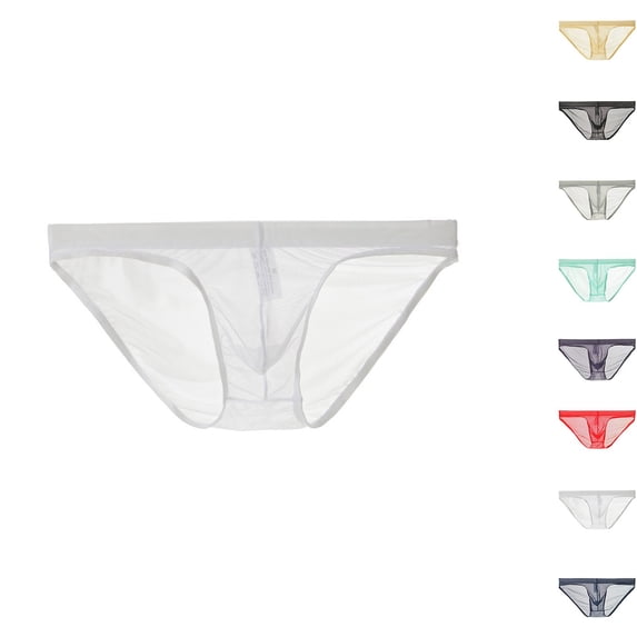 HVOBTTY Mens Fashion Classic Briefs, Everyday Comfortable Briefs for Men, Men's Casual Solid Color Mesh Breathable Seamless Thin Fitted Breathable Briefs White, XXL
