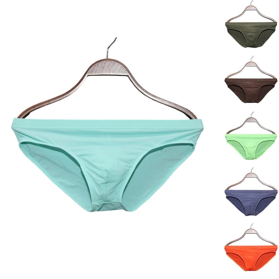 HVOBTTY Mens Soft Classic Briefs, Plus Size Daily Briefs for Men, Men's Fashionable Casual Solid Color Comfortable Breathable Seamless Sports Briefs Green, XL