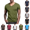 thumbnail image 1 of HVOBTTY Mens Soft Versatile Pullover Top, T Shirt for Men Plus Size, Mens Casual Fashion Comfortable Solid Color Short Sleeve V Neck Loose Breathable Daily Base Layer Tops Dark Gray, XL, 1 of 5