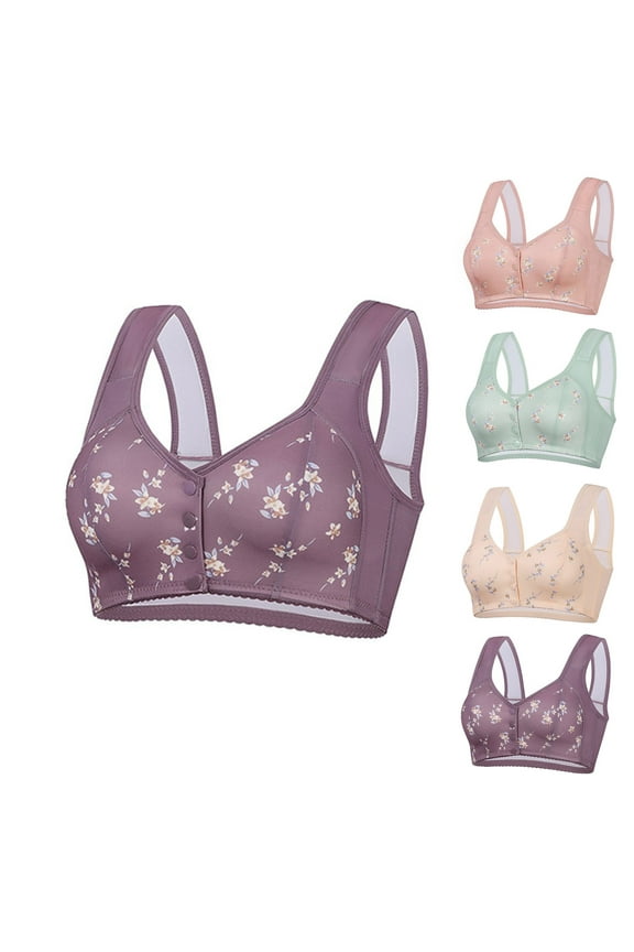 Push Up Bra, Bras for Women Plus Size, ABCDEFG Cup Women Leopard-Print Front Buckles Underwear No Steel Close Bra Pink, 48