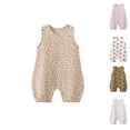 thumbnail image 1 of HVOBTTY Summer Infant Toddler Gril's Rompers Floral Print Sleeveless Short Length Gauze Cotton Home Wear, 1 of 5